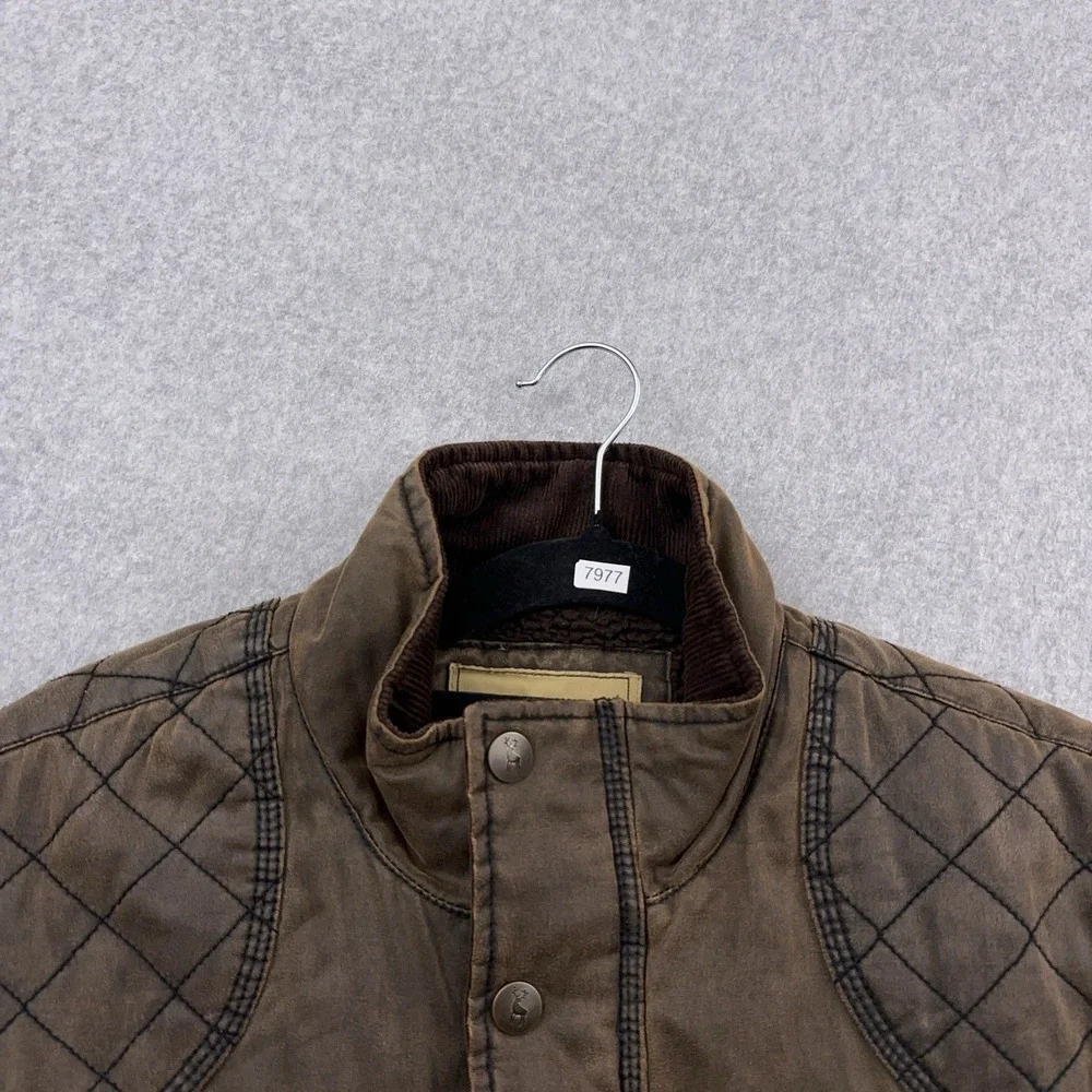 PG Fields Chore‎ Jacket Mens M Brown Patina Full Zip Barn Coat Patches Waxed